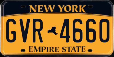 NY license plate GVR4660