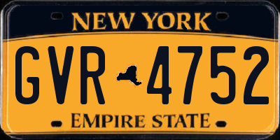 NY license plate GVR4752