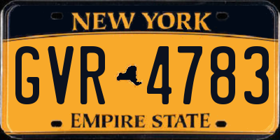 NY license plate GVR4783