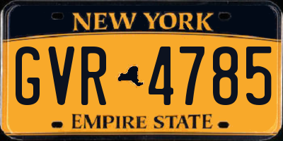 NY license plate GVR4785