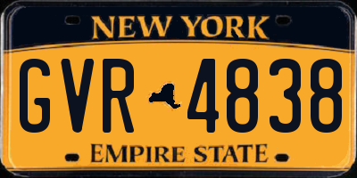 NY license plate GVR4838
