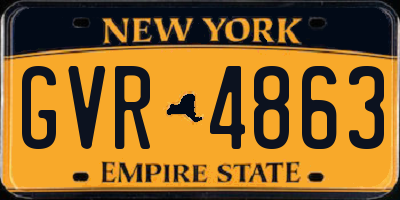 NY license plate GVR4863
