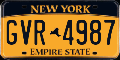 NY license plate GVR4987