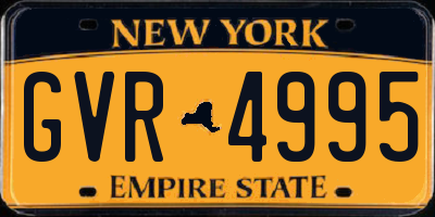 NY license plate GVR4995