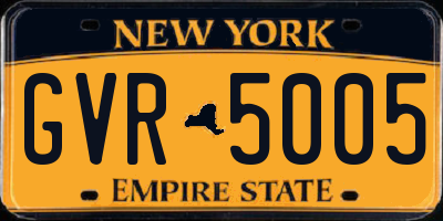 NY license plate GVR5005