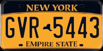NY license plate GVR5443