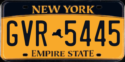 NY license plate GVR5445