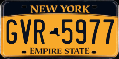 NY license plate GVR5977