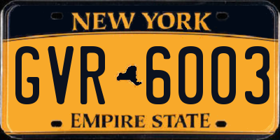 NY license plate GVR6003
