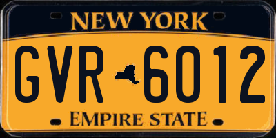 NY license plate GVR6012