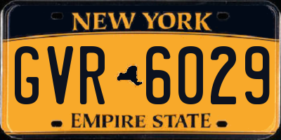 NY license plate GVR6029