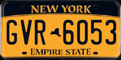 NY license plate GVR6053