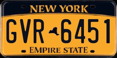 NY license plate GVR6451