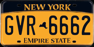 NY license plate GVR6662