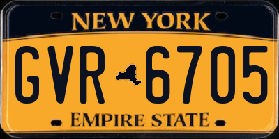 NY license plate GVR6705