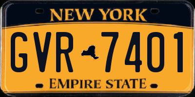 NY license plate GVR7401