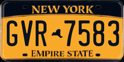 NY license plate GVR7583
