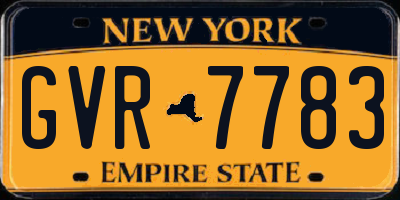 NY license plate GVR7783