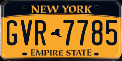 NY license plate GVR7785
