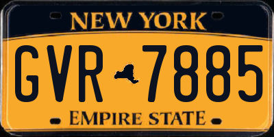 NY license plate GVR7885