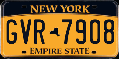 NY license plate GVR7908