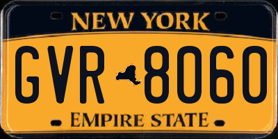 NY license plate GVR8060