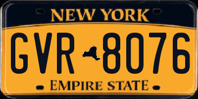NY license plate GVR8076