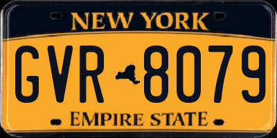 NY license plate GVR8079