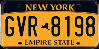 NY license plate GVR8198