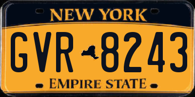 NY license plate GVR8243