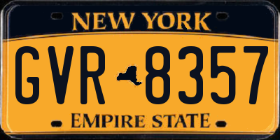 NY license plate GVR8357