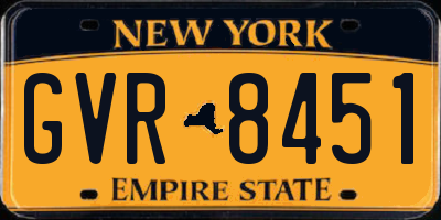 NY license plate GVR8451