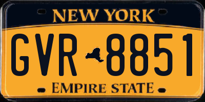 NY license plate GVR8851