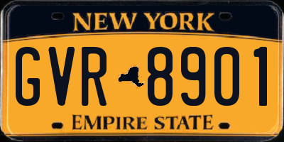 NY license plate GVR8901