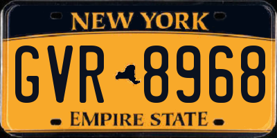 NY license plate GVR8968