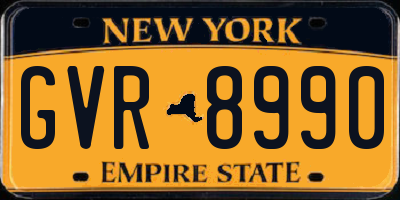 NY license plate GVR8990