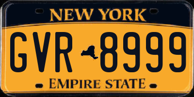 NY license plate GVR8999