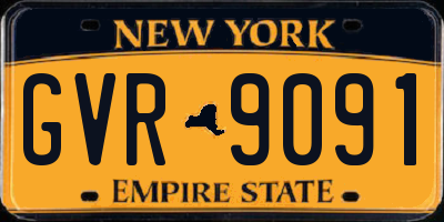 NY license plate GVR9091
