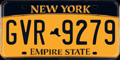 NY license plate GVR9279