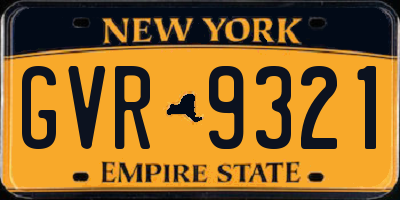 NY license plate GVR9321