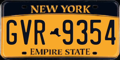 NY license plate GVR9354