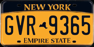 NY license plate GVR9365