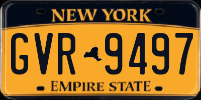 NY license plate GVR9497