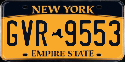 NY license plate GVR9553
