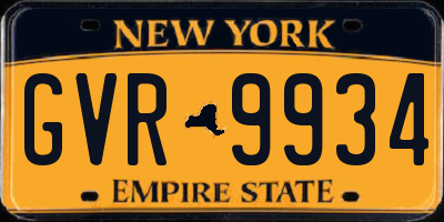 NY license plate GVR9934
