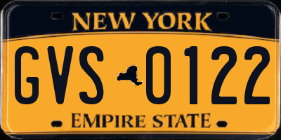 NY license plate GVS0122