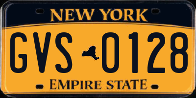 NY license plate GVS0128