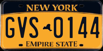 NY license plate GVS0144