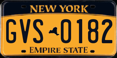 NY license plate GVS0182