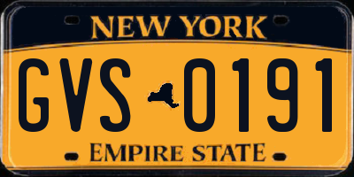 NY license plate GVS0191